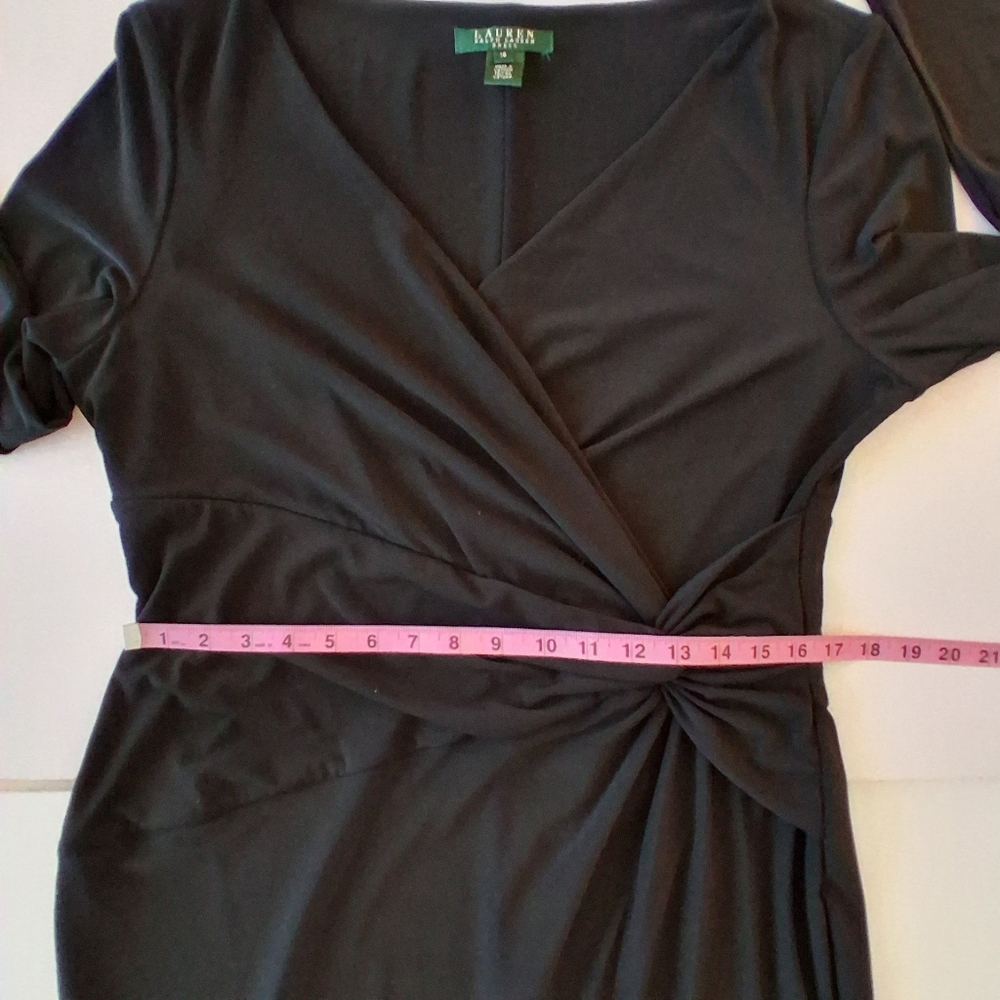 Lauren Ralph Lauren Stretch Jersey Dress Women's Plus Sz 16 Black Cocktail - Picture 9 of 11